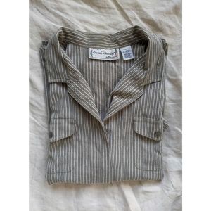 Vintage Grey Striped Button-Up